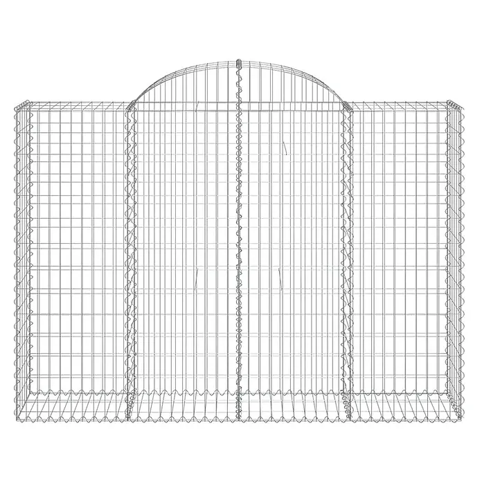 Furnicato Gabione - 50 x 200 x 160 cm, Metall, Maschenbreite: 50 mm, Maschenhöhe: 100 mm - Grauer Metall-Draht-Gabionenkorb mit gewölbter Oberseite, zum Bau von Steinmauern.