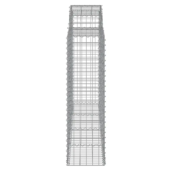 Furnicato Gabione - 50 x 200 x 160 cm, Metall, Maschenbreite: 50 mm, Maschenhöhe: 100 mm - Hoher, leerer, rechteckiger Gabionenkorb aus silbernem Drahtgeflecht.