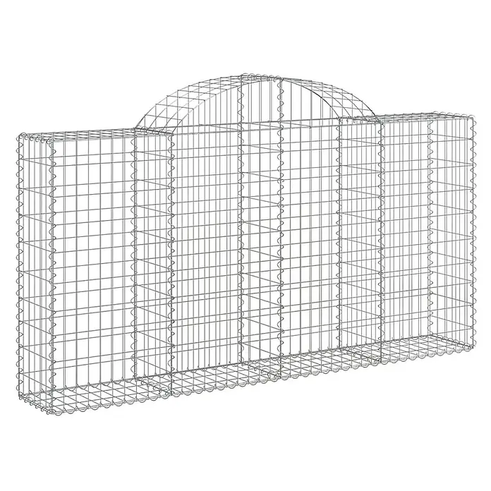 Furnicato Gabione - 120 x 200 x 30 cm, Metall, Maschenbreite: 50 mm, Maschenhöhe: 100 mm - Gabionenkorb aus Metallgeflecht mit mittigem Rundbogen.