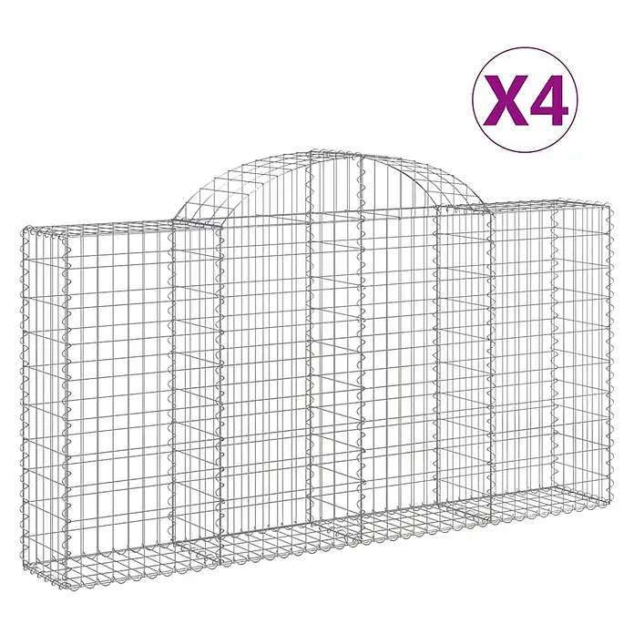 Furnicato Gabione - 120 x 200 x 30 cm, Metall, Maschenbreite: 50 mm, Maschenhöhe: 100 mm - Gabionenkorb aus silbernem Metalldraht mit gewölbter Oberseite.