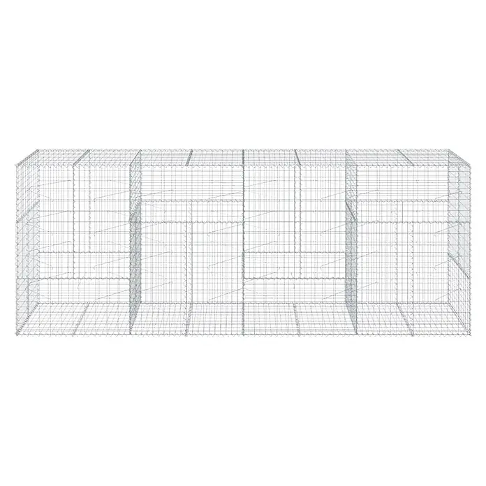 Furnicato Gabione - 400 x 100 x 150 cm, Metall, Maschenbreite: 50 mm, Maschenhöhe: 100 mm - Rechteckiger Gabionenkorb aus verzinktem Stahldrahtgeflecht mit Innentrennwänden.