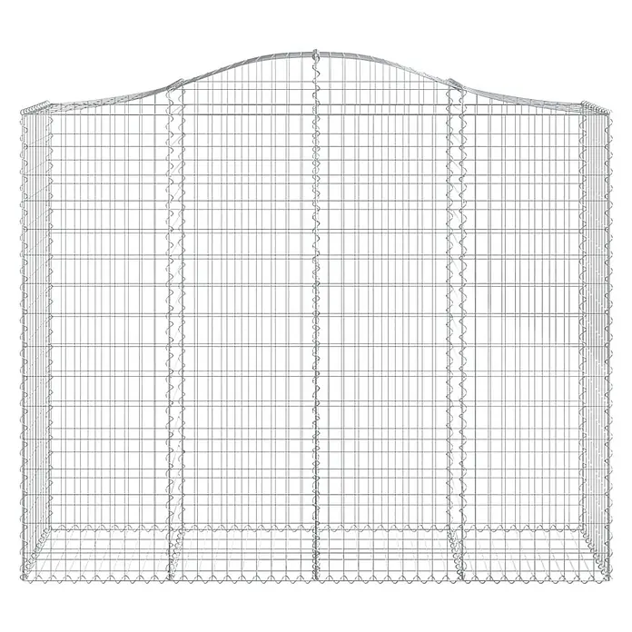 Furnicato Gabione - 180 x 200 x 50 cm, Metall, Maschenbreite: 50 mm, Maschenhöhe: 100 mm - Silberner Metallgitter-Gabionenkorb mit wellenförmigem Oberteil.
