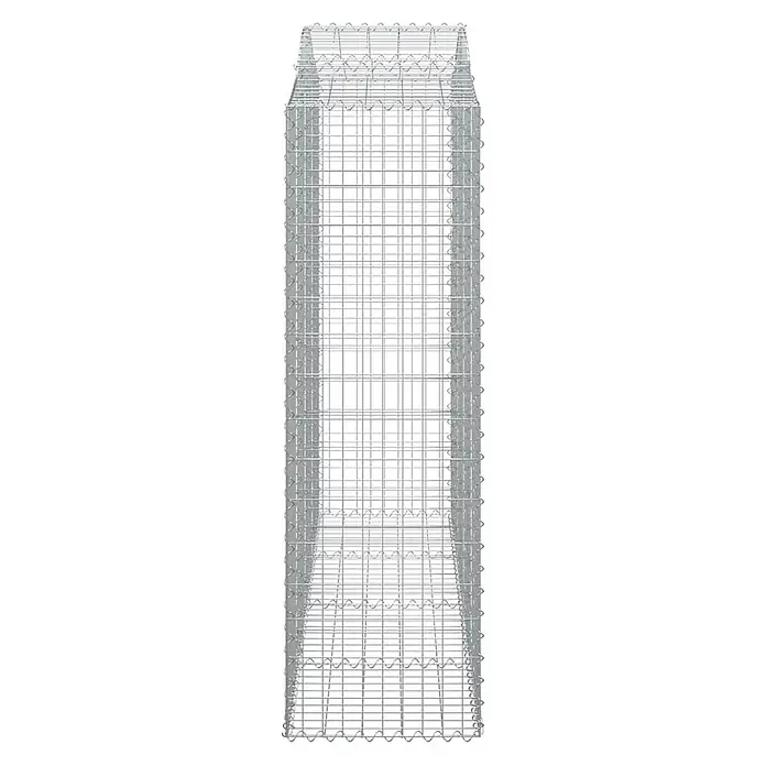 Furnicato Gabione - 180 x 200 x 50 cm, Metall, Maschenbreite: 50 mm, Maschenhöhe: 100 mm - Hoher, leerer Gabionenkorb aus silbernem Drahtgeflecht mit konischer Oberseite, zum Befüllen mit Steinen.