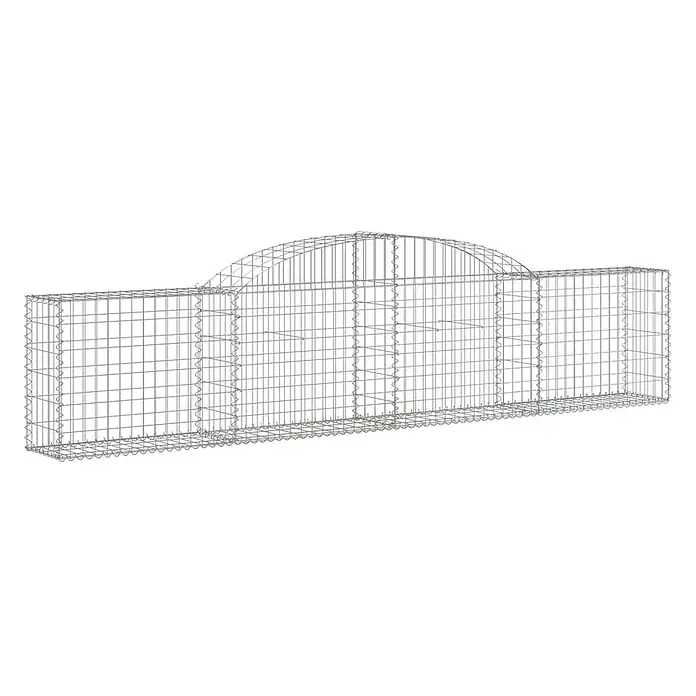 Furnicato Gabione - 30 x 300 x 80 cm, Metall, Maschenbreite: 50 mm, Maschenhöhe: 100 mm - Gabionenkorb aus Metallgitter mit geradem Sockel, zwei Seitenbereichen und einem zentralen Bogenaufsatz.