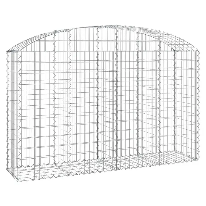 Furnicato Gabione - 140 x 200 x 50 cm, Metall, Maschenbreite: 50 mm, Maschenhöhe: 100 mm - Silbergrauer Draht-Gabionenkorb mit rechteckigem Boden und gewölbter Oberseite.