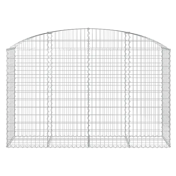 Furnicato Gabione - 140 x 200 x 50 cm, Metall, Maschenbreite: 50 mm, Maschenhöhe: 100 mm - Gabionenkäfig aus silbernem Drahtgeflecht mit gewölbter Oberseite zum Befüllen mit Steinen.