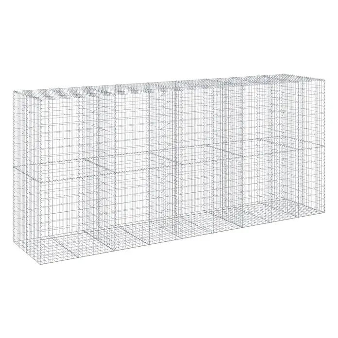 Furnicato Gabione - 450 x 100 x 200 cm, Metall, Maschenbreite: 50 mm, Maschenhöhe: 100 mm - Rechteckiger Gabionenkorb aus verzinktem Stahldrahtgeflecht mit Innenfächern.