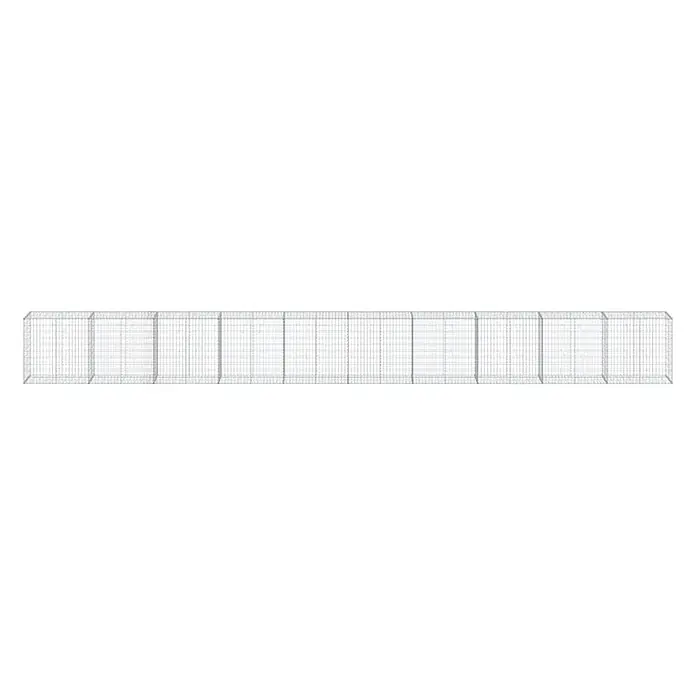 Furnicato Gabione - 1.000 x 50 x 100 cm, Metall, Maschenbreite: 50 mm, Maschenhöhe: 100 mm - Langer, segmentierter rechteckiger Drahtgitterkanal.