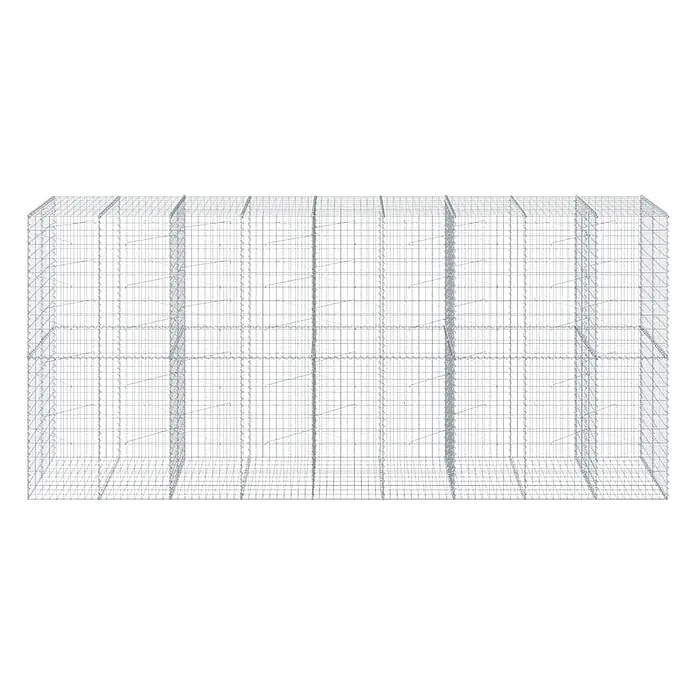 Furnicato Gabione - 450 x 100 x 200 cm, Metall, Maschenbreite: 50 mm, Maschenhöhe: 100 mm - Leerer rechteckiger Drahtgitter-Gabionenkorb mit inneren Spanndrähten zur Stabilisierung.