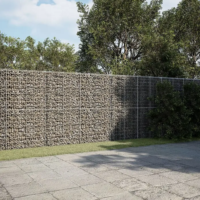 Furnicato Gabione - 450 x 100 x 200 cm, Metall, Maschenbreite: 50 mm, Maschenhöhe: 100 mm - Gabionenwand aus Natursteinen, die eine stabile Grenze bildet.