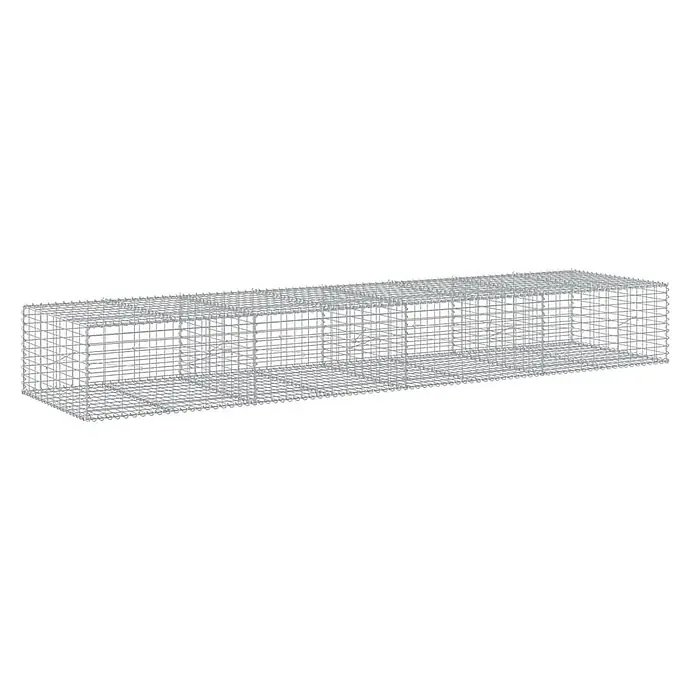 Furnicato Gabione - 400 x 100 x 50 cm, Metall, Maschenbreite: 50 mm, Maschenhöhe: 100 mm - Rechteckiger Gabionenkorb aus grauem Drahtgitter, bildet einen langen, modularen Käfig.