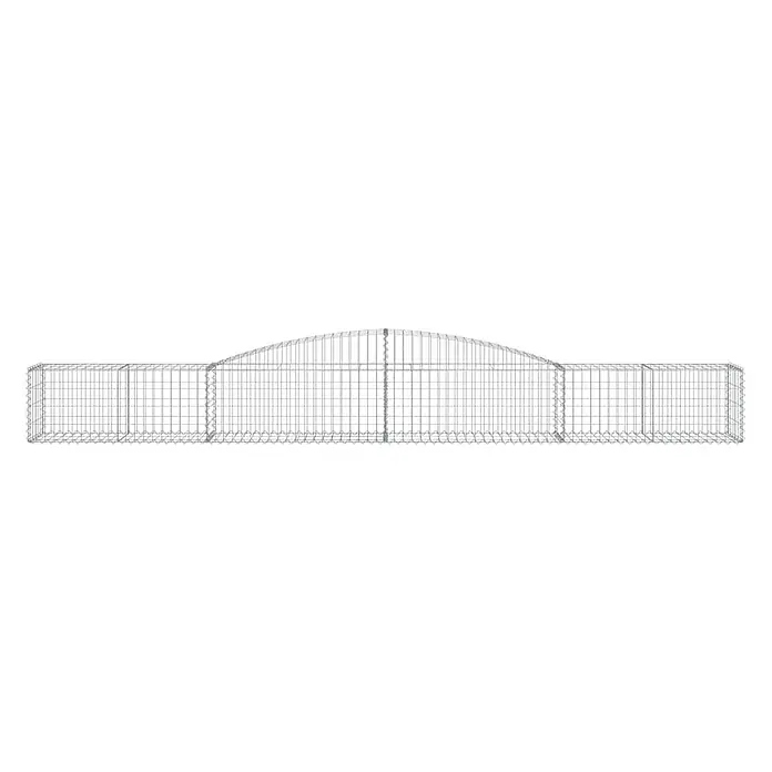 Furnicato Gabione - 60 x 400 x 50 cm, Metall, Maschenbreite: 50 mm, Maschenhöhe: 100 mm - Silbernes Drahtgitter-Gabionenelement mit gewölbtem Mittelteil und flachen Seiten.