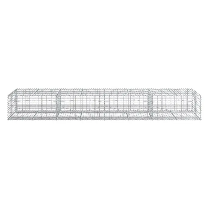 Furnicato Gabione - 400 x 100 x 50 cm, Metall, Maschenbreite: 50 mm, Maschenhöhe: 100 mm - Langer, rechteckiger Gabionenkorb aus verzinktem Stahldrahtgeflecht mit inneren Trennwänden zur Stabilisierung.