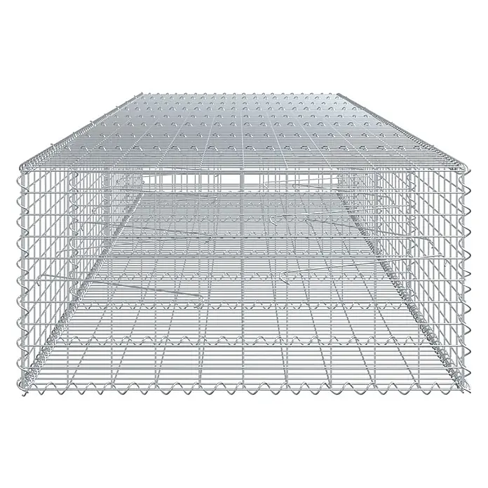 Furnicato Gabione - 400 x 100 x 50 cm, Metall, Maschenbreite: 50 mm, Maschenhöhe: 100 mm - Rechteckiger Gabionenkorb aus silbernem Drahtgeflecht, leer und bereit zur Befüllung.