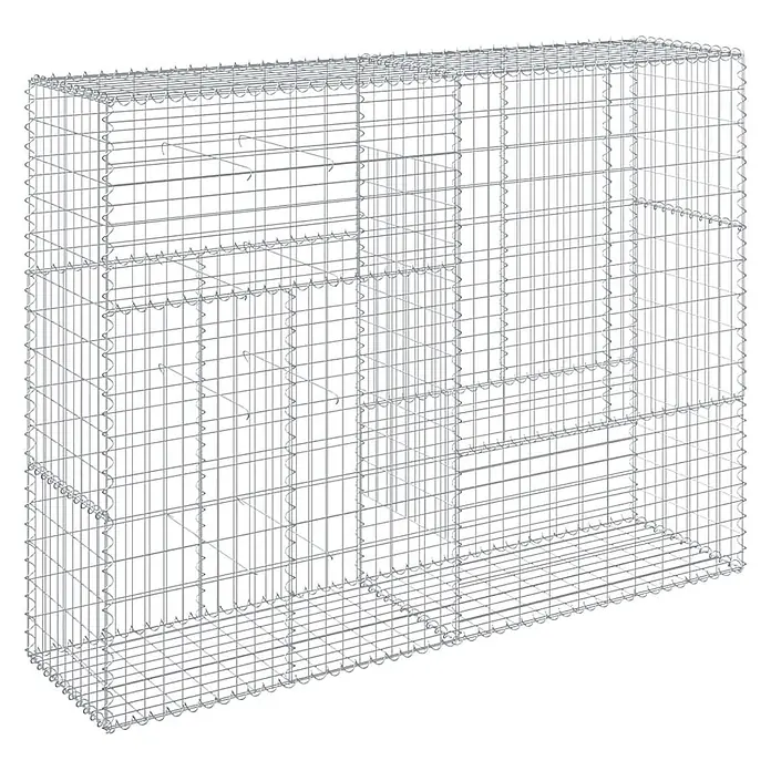 Furnicato Gabione - 200 x 50 x 150 cm, Metall, Maschenbreite: 50 mm, Maschenhöhe: 100 mm - Gabionenkorb aus verzinktem Stahldrahtgeflecht mit Innentrennwänden für Stützmauern und Landschaftsgestaltung.