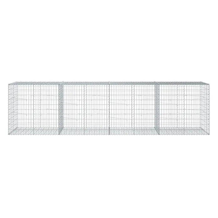 Furnicato Gabione - 400 x 100 x 100 cm, Metall, Maschenbreite: 50 mm, Maschenhöhe: 100 mm - Länglicher rechteckiger Gabionenkorb aus verzinktem Stahldrahtgeflecht mit inneren Trennwänden.