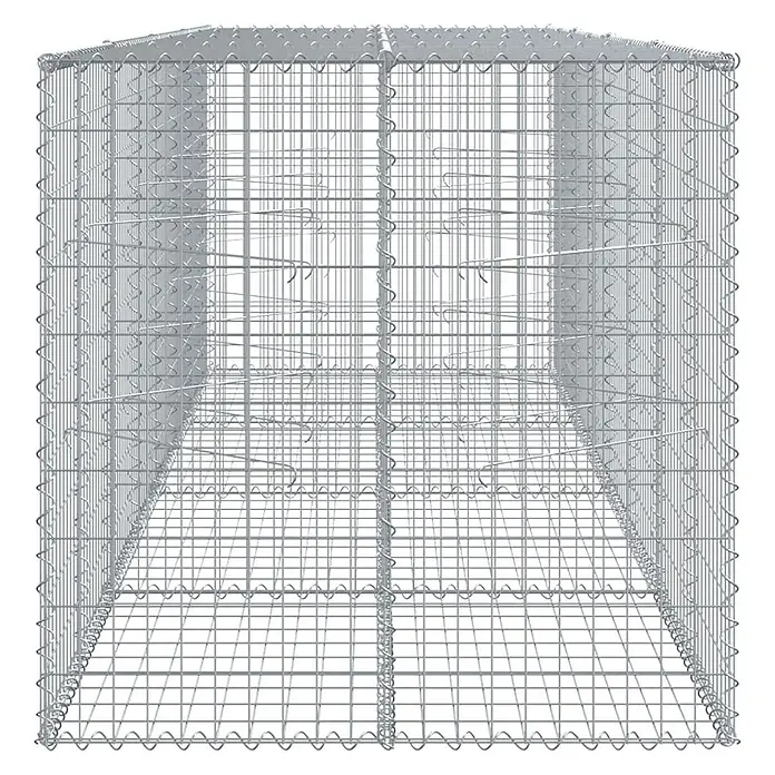 Furnicato Gabione - 400 x 100 x 100 cm, Metall, Maschenbreite: 50 mm, Maschenhöhe: 100 mm - Leerer, silberfarbener Drahtgeflecht-Gabionenkasten, bereit zum Befüllen.