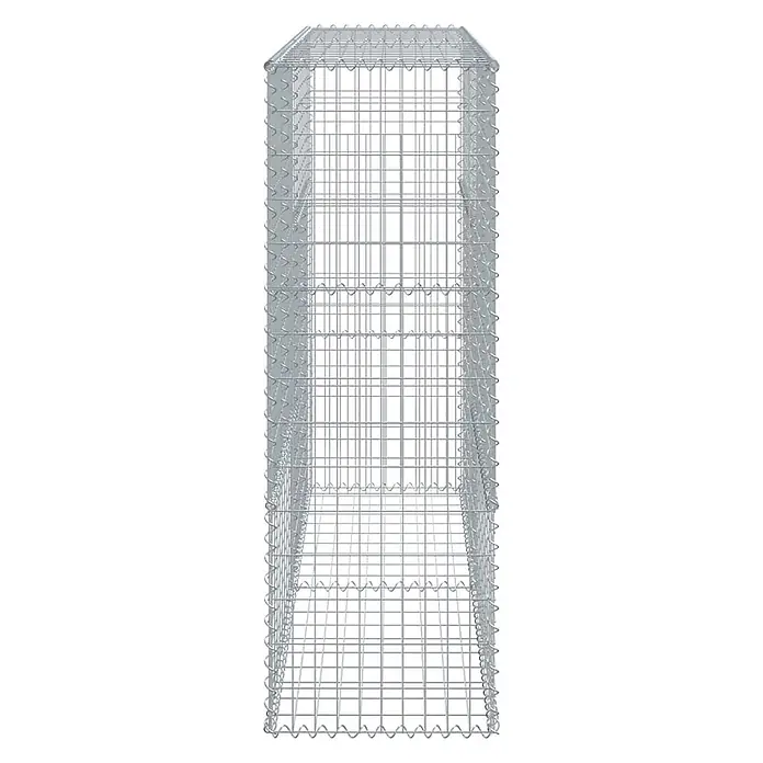 Furnicato Gabione - 200 x 50 x 150 cm, Metall, Maschenbreite: 50 mm, Maschenhöhe: 100 mm - Leerer, hoher Gabionenkorb aus silbergrauem Metallgitter, rechteckig, bereit zum Befüllen mit Steinen.