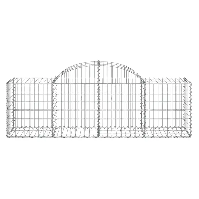Furnicato Gabione - 50 x 200 x 80 cm, Metall, Maschenbreite: 50 mm, Maschenhöhe: 100 mm - Metallgitter-Gabionenkorb, rechteckig mit einem zentralen gewölbten Oberteil.