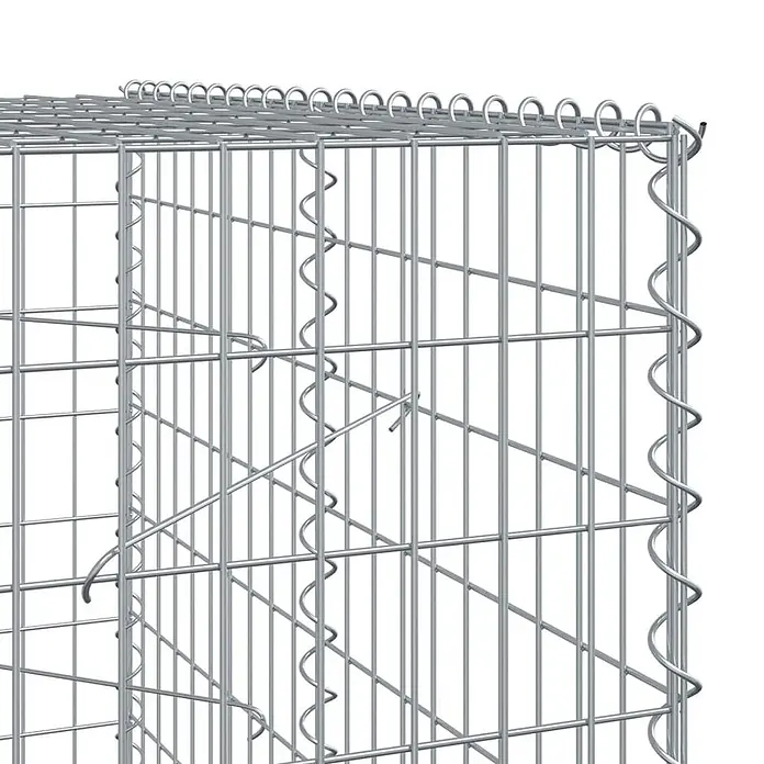 Furnicato Gabione - 500 x 100 x 200 cm, Metall, Maschenbreite: 50 mm, Maschenhöhe: 100 mm - Silbergrauer Gabionenkorb aus Metallgitter mit Spiralverbindern, bereit zur Steinbefüllung.