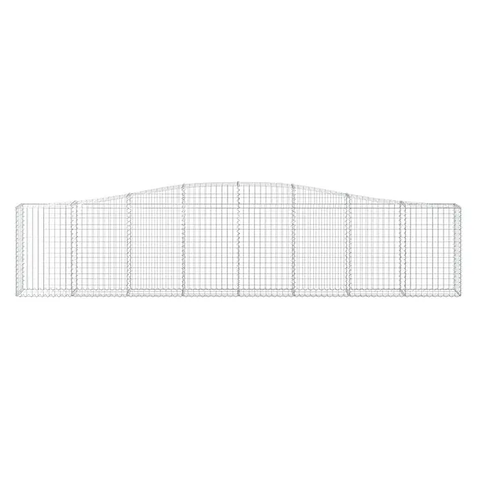 Furnicato Gabione - 30 x 400 x 100 cm, Metall, Maschenbreite: 50 mm, Maschenhöhe: 100 mm - Gabionenkorb aus silbernem Drahtgeflecht mit gewölbter Oberseite.