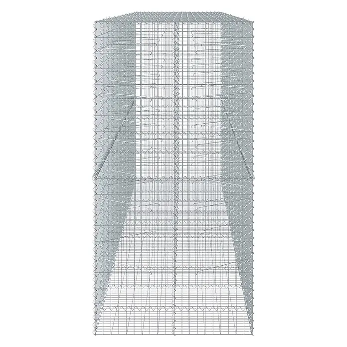 Furnicato Gabione - 500 x 100 x 200 cm, Metall, Maschenbreite: 50 mm, Maschenhöhe: 100 mm - Leerer, grauer Drahtgeflecht-Gabionenkasten, eine hohe, rechteckige Struktur mit leicht verjüngter Oberseite, bereit zum Befüllen.