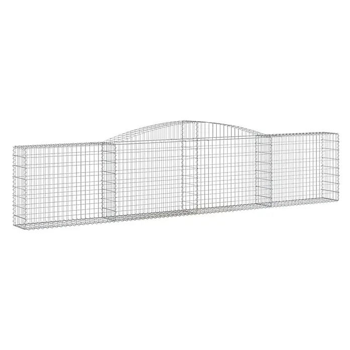 Furnicato Gabione - 100 x 400 x 30 cm, Metall, Maschenbreite: 50 mm, Maschenhöhe: 100 mm - Gabionenkorb aus grauem Drahtgeflecht, rechteckig mit gewölbtem Mittelteil.
