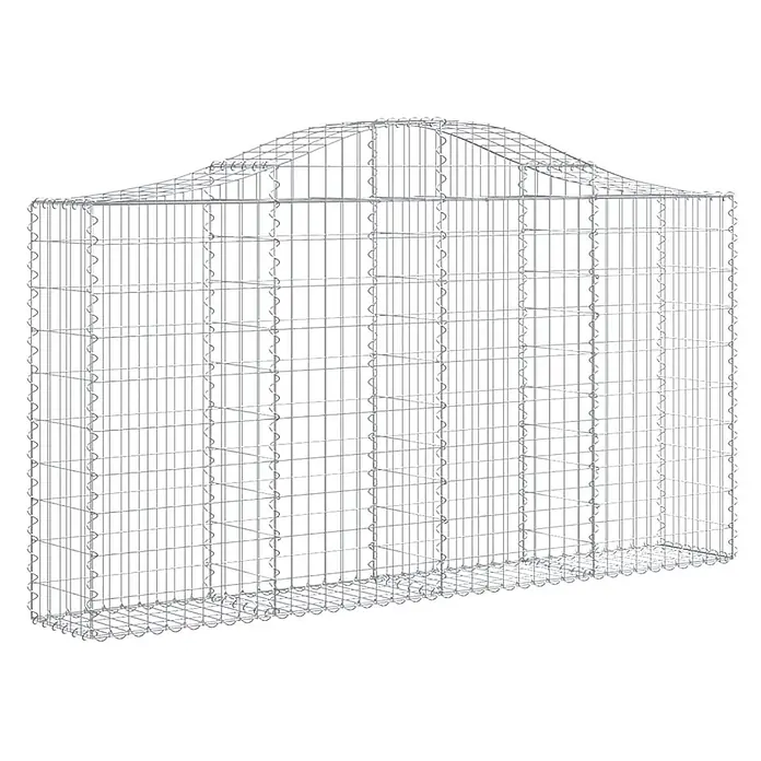 Furnicato Gabione - 30 x 200 x 120 cm, Metall, Maschenbreite: 50 mm, Maschenhöhe: 100 mm - Rechteckiger Gabionenkorb aus silbernem Drahtgeflecht mit elegant gewölbter Oberseite.