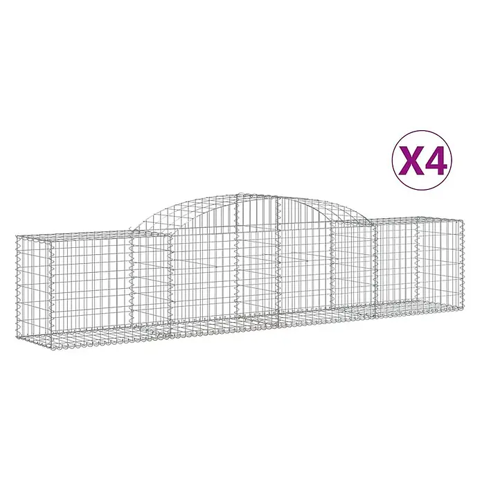 Furnicato Gabione - 50 x 300 x 80 cm, Metall, Maschenbreite: 50 mm, Maschenhöhe: 100 mm - Gabionenkorb aus Drahtgitter mit gewölbter Mittelpartie und flachen rechteckigen Enden.