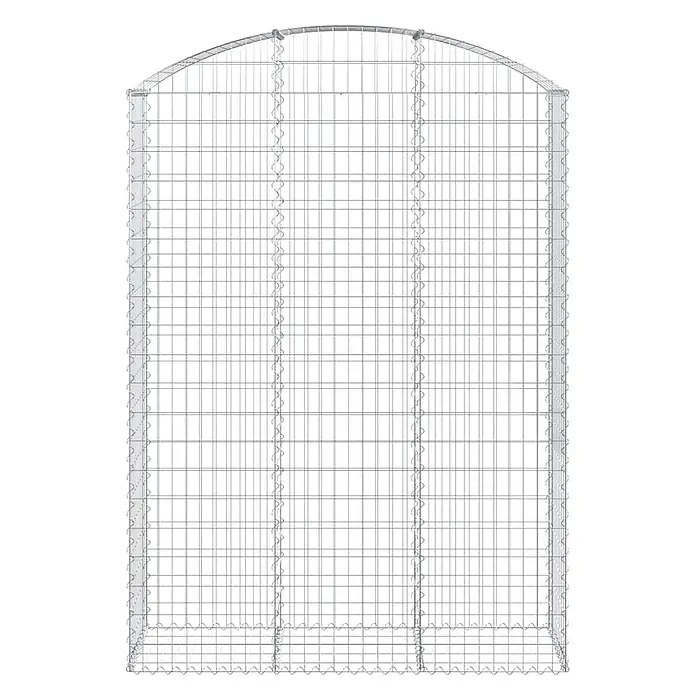 Furnicato Gabione - 220 x 150 x 50 cm, Metall, Maschenbreite: 50 mm, Maschenhöhe: 100 mm - Silberner Drahtgitter-Gabionenkorb mit gewölbter Oberseite für Stützmauern oder Landschaftsgestaltung.