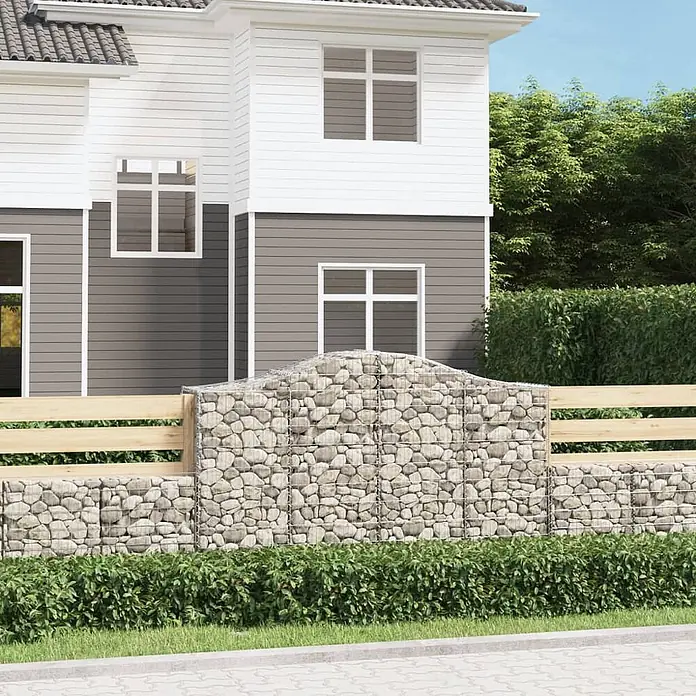 Furnicato Gabione - 50 x 200 x 140 cm, Metall, Maschenbreite: 50 mm, Maschenhöhe: 100 mm - Gabionen- und Holzzaunelemente im Garten, die das moderne Haus verschönern.