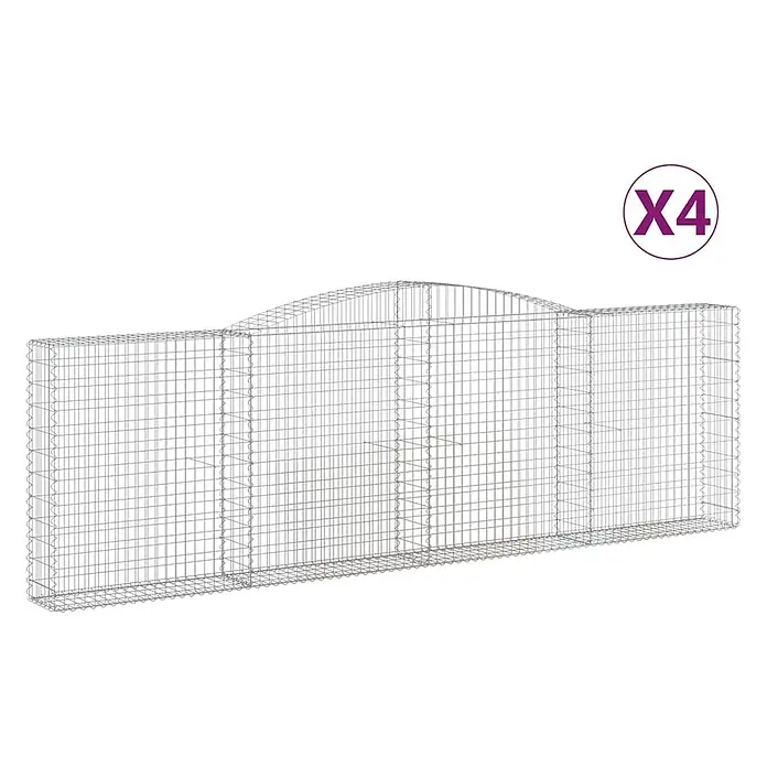 Furnicato Gabione - 140 x 400 x 30 cm, Metall, Maschenbreite: 50 mm, Maschenhöhe: 100 mm - Satz von 4 Drahtgitter-Gabionenkörben mit gewölbtem Mittelteil, ideal für Gartenmauern oder Stützmauern.