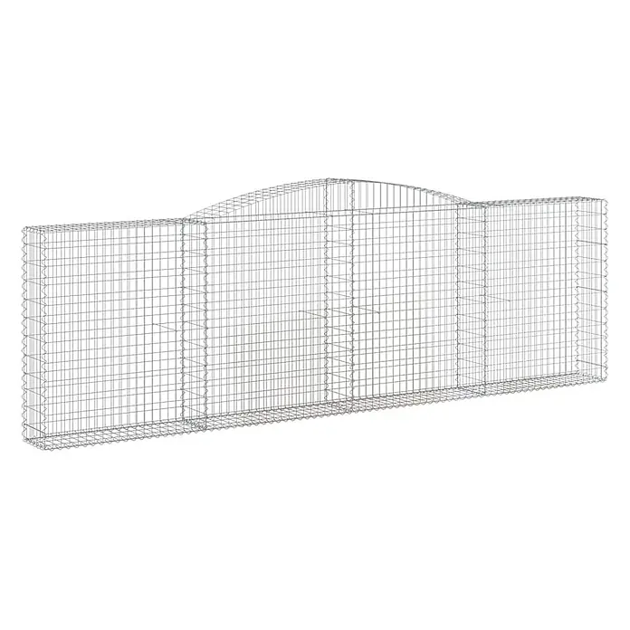 Furnicato Gabione - 140 x 400 x 30 cm, Metall, Maschenbreite: 50 mm, Maschenhöhe: 100 mm - Rechteckiger Drahtgitter-Gabionenkorb mit zentralem Bogen oben, für Landschaftsbau oder Stützmauern.
