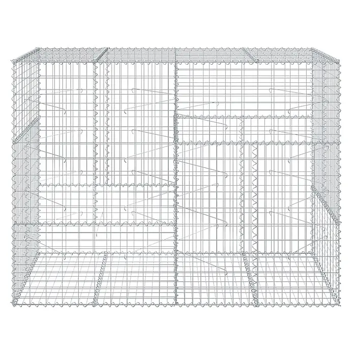 Furnicato Gabione - 200 x 100 x 150 cm, Metall, Maschenbreite: 50 mm, Maschenhöhe: 100 mm - Gabionenkäfig aus silbernem Drahtgeflecht mit Innenstreben zum Befüllen mit Steinen für die Landschaftsgestaltung.