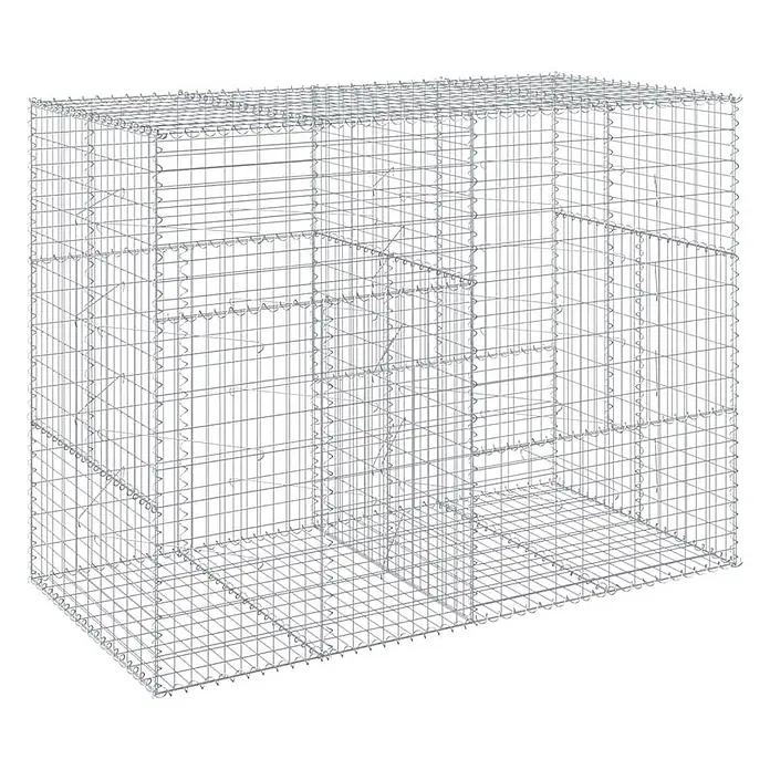 Furnicato Gabione - 200 x 100 x 150 cm, Metall, Maschenbreite: 50 mm, Maschenhöhe: 100 mm - Großer, silberfarbener Drahtgeflecht-Gabionenkorb mit Innenteilungen.