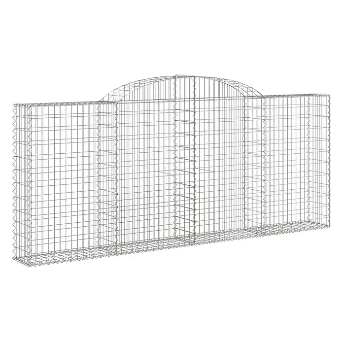 Furnicato Gabione - 30 x 300 x 140 cm, Metall, Maschenbreite: 50 mm, Maschenhöhe: 100 mm - Rechteckiger grauer Drahtgitter-Gabionenkorb mit integriertem Bogenteil für Gartenmauern oder Landschaftsbau.