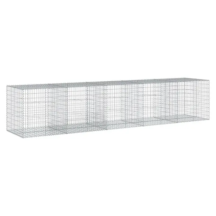 Furnicato Gabione - 500 x 100 x 100 cm, Metall, Maschenbreite: 50 mm, Maschenhöhe: 100 mm - Langer rechteckiger Gabionenkorb aus grauem verzinktem Stahldrahtgeflecht.