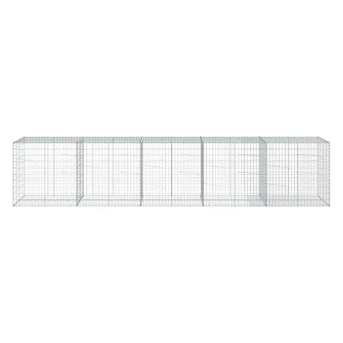 Furnicato Gabione - 500 x 100 x 100 cm, Metall, Maschenbreite: 50 mm, Maschenhöhe: 100 mm - Langes, leeres rechteckiges Draht-Gabionengitter aus grauem Metallgeflecht.
