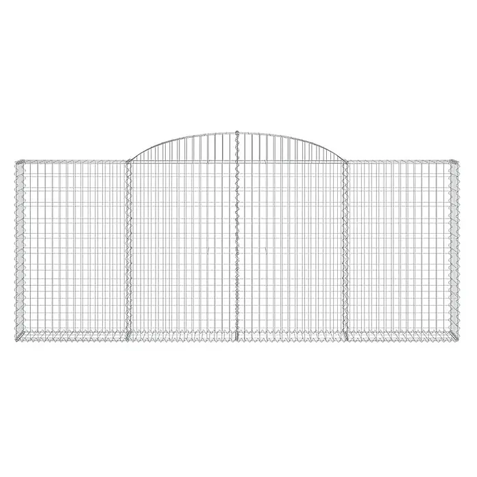 Furnicato Gabione - 30 x 300 x 140 cm, Metall, Maschenbreite: 50 mm, Maschenhöhe: 100 mm - Gabionenzaun aus silbernem Metallgeflecht mit gewölbter Oberseite für Garten oder Mauerbau.