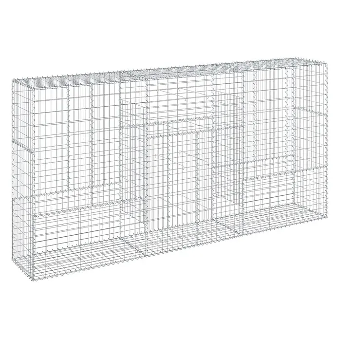 Furnicato Gabione - 300 x 50 x 150 cm, Metall, Maschenbreite: 50 mm, Maschenhöhe: 100 mm - Silberfarbener Gabionenkorb aus verzinktem Drahtgeflecht mit Innenfächern, für Stützmauern oder Gartengestaltung.