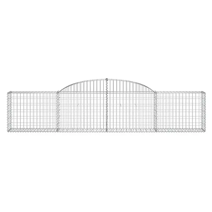 Furnicato Gabione - 30 x 300 x 80 cm, Metall, Maschenbreite: 50 mm, Maschenhöhe: 100 mm - Gabionenkorb aus silbernem Drahtgeflecht mit rechteckiger Basis und gewölbter Oberseite für dekorative oder strukturelle Elemente.