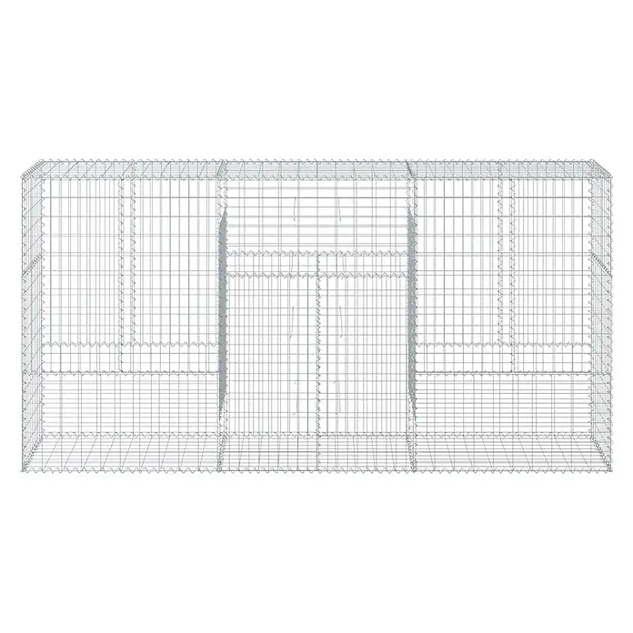 Furnicato Gabione - 300 x 50 x 150 cm, Metall, Maschenbreite: 50 mm, Maschenhöhe: 100 mm - Silberfarbener Drahtgitter-Gabionenkorb mit Innenteilungen für Stützmauern.