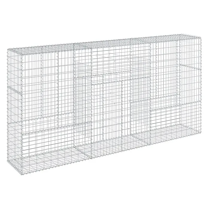 Furnicato Gabione - 300 x 50 x 150 cm, Metall, Maschenbreite: 50 mm, Maschenhöhe: 100 mm - Leerer Gabionenkorb aus silbernem verzinktem Drahtgeflecht.
