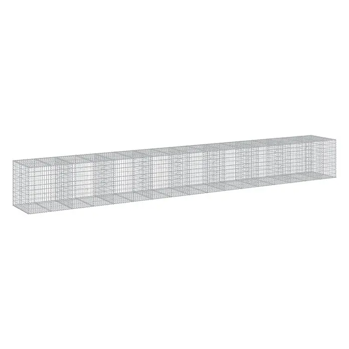 Furnicato Gabione - 950 x 100 x 100 cm, Metall, Maschenbreite: 50 mm, Maschenhöhe: 100 mm - Langer, rechteckiger Gabionenkorb aus grauem Drahtgeflecht mit Innenfächern.