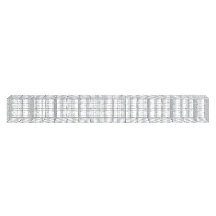 Furnicato Gabione - 950 x 100 x 100 cm, Metall, Maschenbreite: 50 mm, Maschenhöhe: 100 mm - Langes rechteckiges Drahtgeflechtgehäuse in Grau mit gewölbtem Dach und inneren Trennwänden.