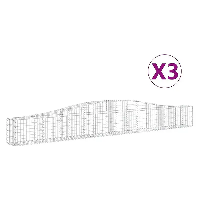 Furnicato Gabione - 30 x 400 x 60 cm, Metall, Maschenbreite: 50 mm, Maschenhöhe: 100 mm - Gewellter Gabionenkorb aus verzinktem Stahlgeflecht für Landschaftsmauern.