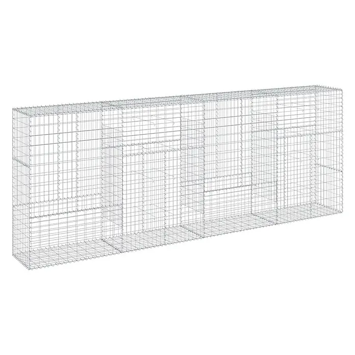 Furnicato Gabione - 400 x 50 x 150 cm, Metall, Maschenbreite: 50 mm, Maschenhöhe: 100 mm - Langer, rechteckiger Drahtgitter-Gabionenkorb aus robustem grauem Metall für Landschaftsbau oder Bauwesen.