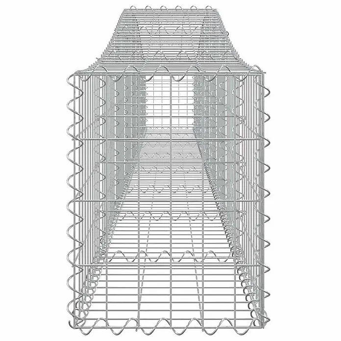 Furnicato Gabione - 30 x 400 x 60 cm, Metall, Maschenbreite: 50 mm, Maschenhöhe: 100 mm - Leerer rechteckiger Gabionenkorb aus silbernem Metalldraht, mit Spiralverbindungen an den Kanten.