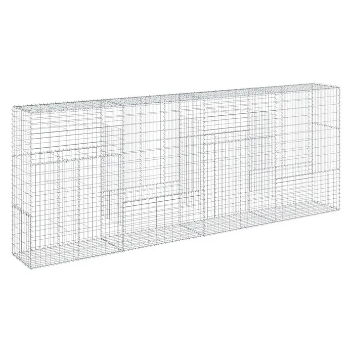 Furnicato Gabione - 400 x 50 x 150 cm, Metall, Maschenbreite: 50 mm, Maschenhöhe: 100 mm - Rechteckiger Gabionenkorb aus silbernem Drahtgeflecht für Bau und Landschaftsgestaltung.
