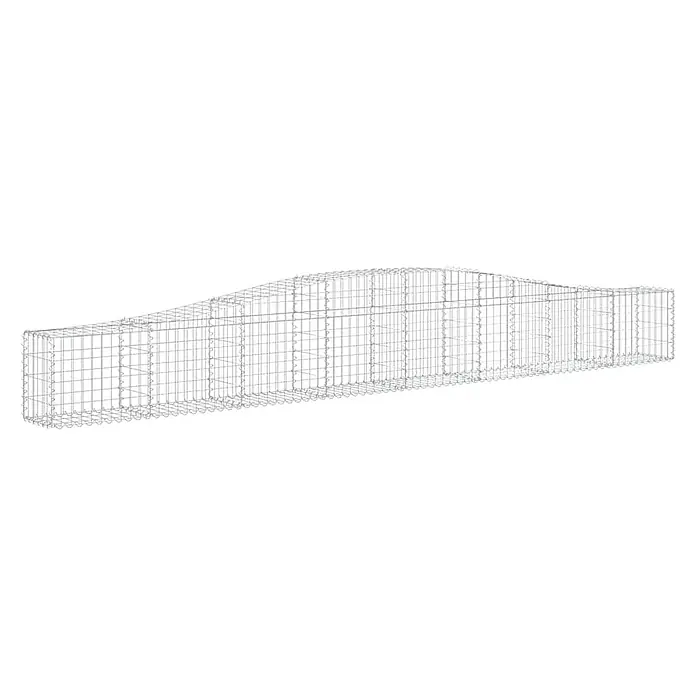 Furnicato Gabione - 30 x 400 x 60 cm, Metall, Maschenbreite: 50 mm, Maschenhöhe: 100 mm - Gebogener, silberfarbener Gabionenkorb aus Drahtgeflecht, bereit zur Steinbefüllung im Landschaftsbau.